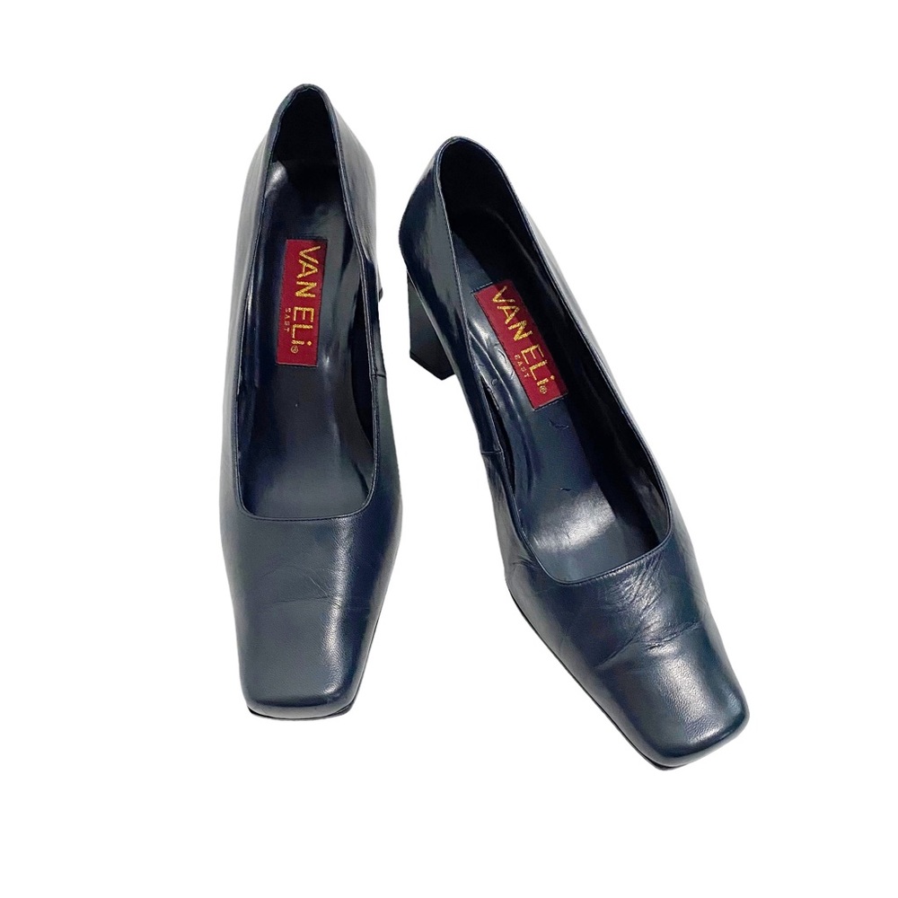 Vaneli Blue Square Toe Block Heel Pumps, Size 9 1/2